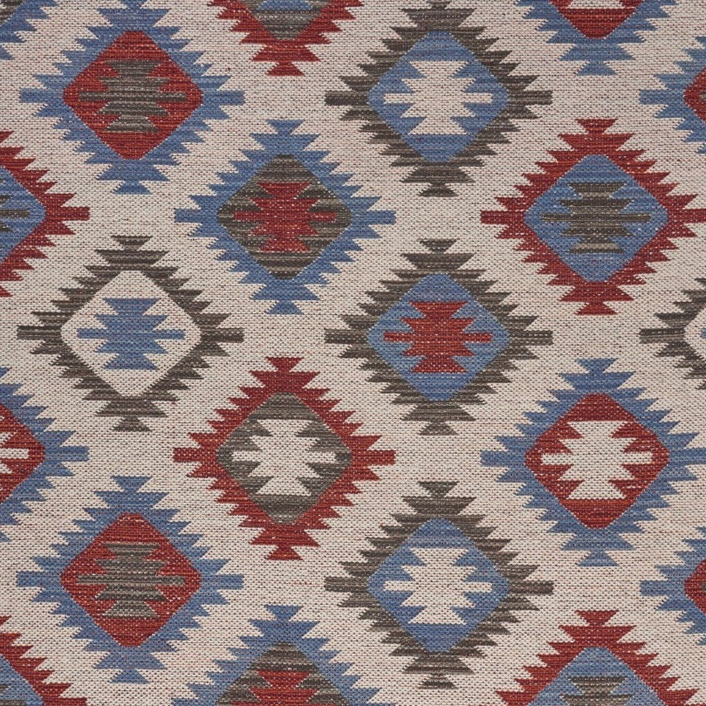 3' x 5' Red and Blue Geometric Diamonds Area Rug