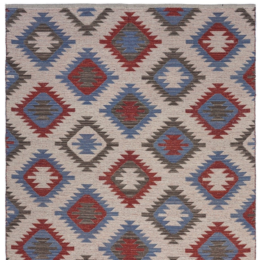 3' x 5' Red and Blue Geometric Diamonds Area Rug