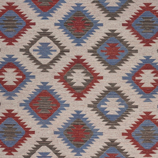 3' x 5' Red and Blue Geometric Diamonds Area Rug