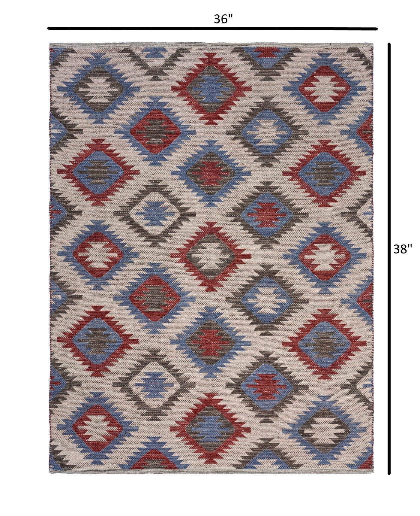 3' x 4' Red and Blue Geometric Diamonds Area Rug