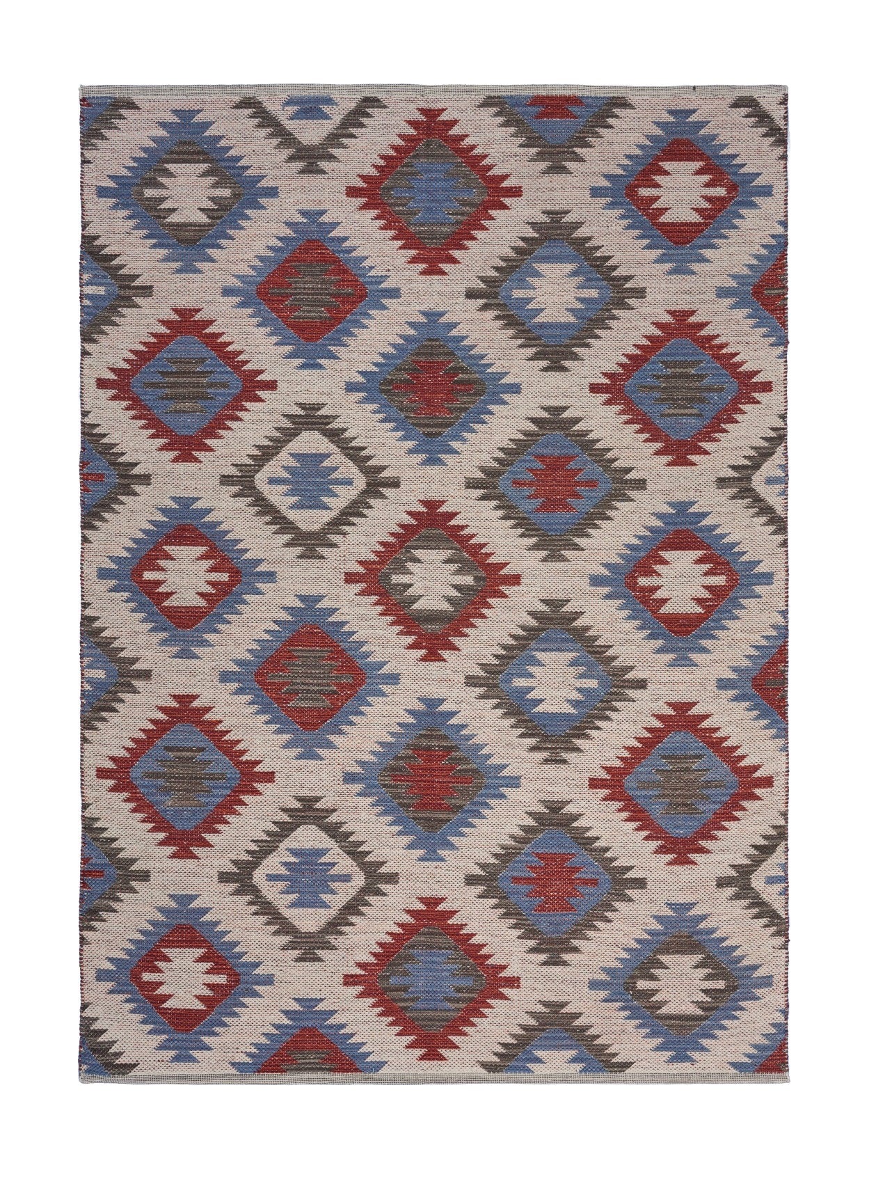 3' x 4' Red and Blue Geometric Diamonds Area Rug