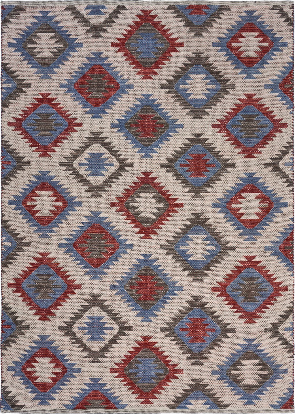 3' x 4' Red and Blue Geometric Diamonds Area Rug