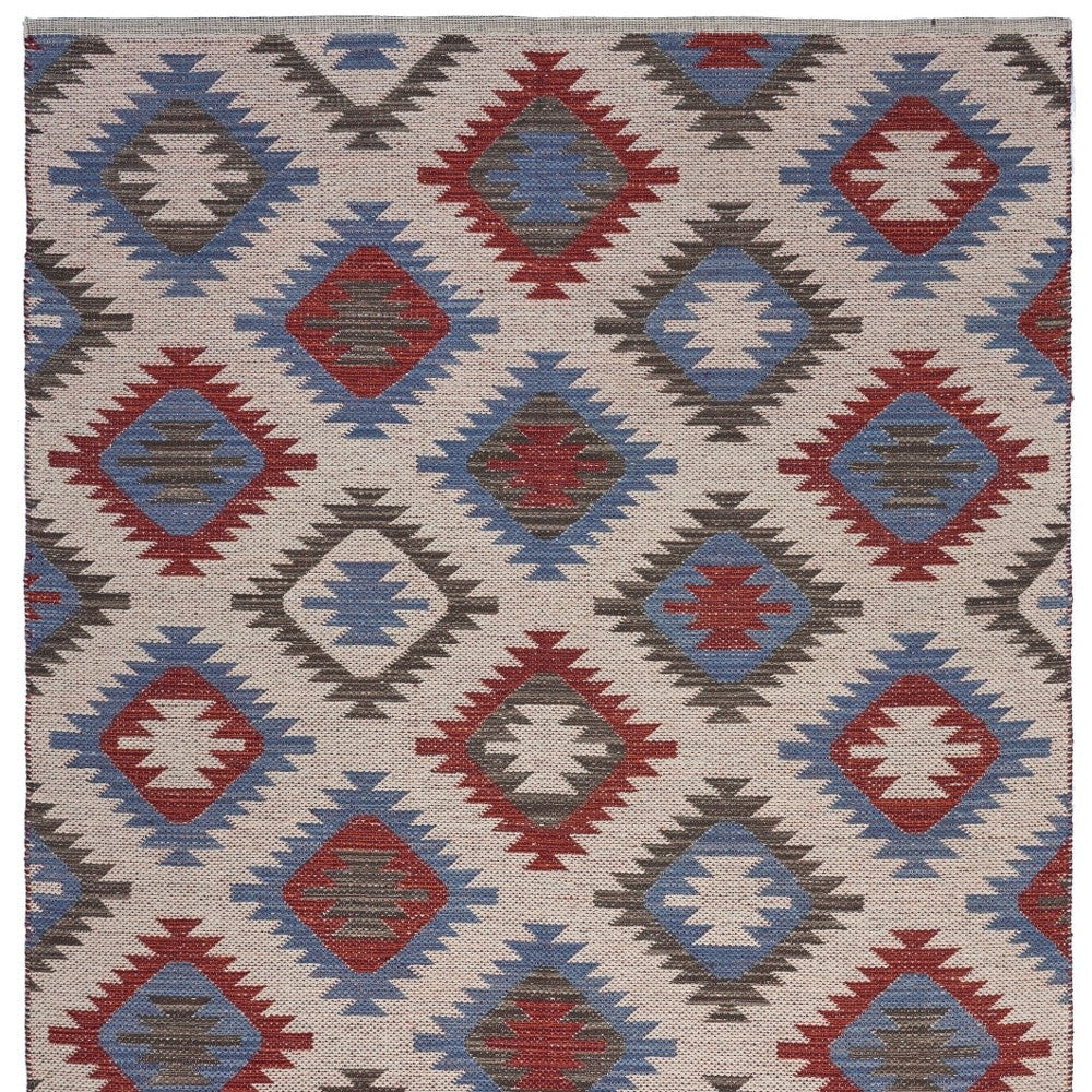 3' x 5' Red and Blue Geometric Diamonds Area Rug