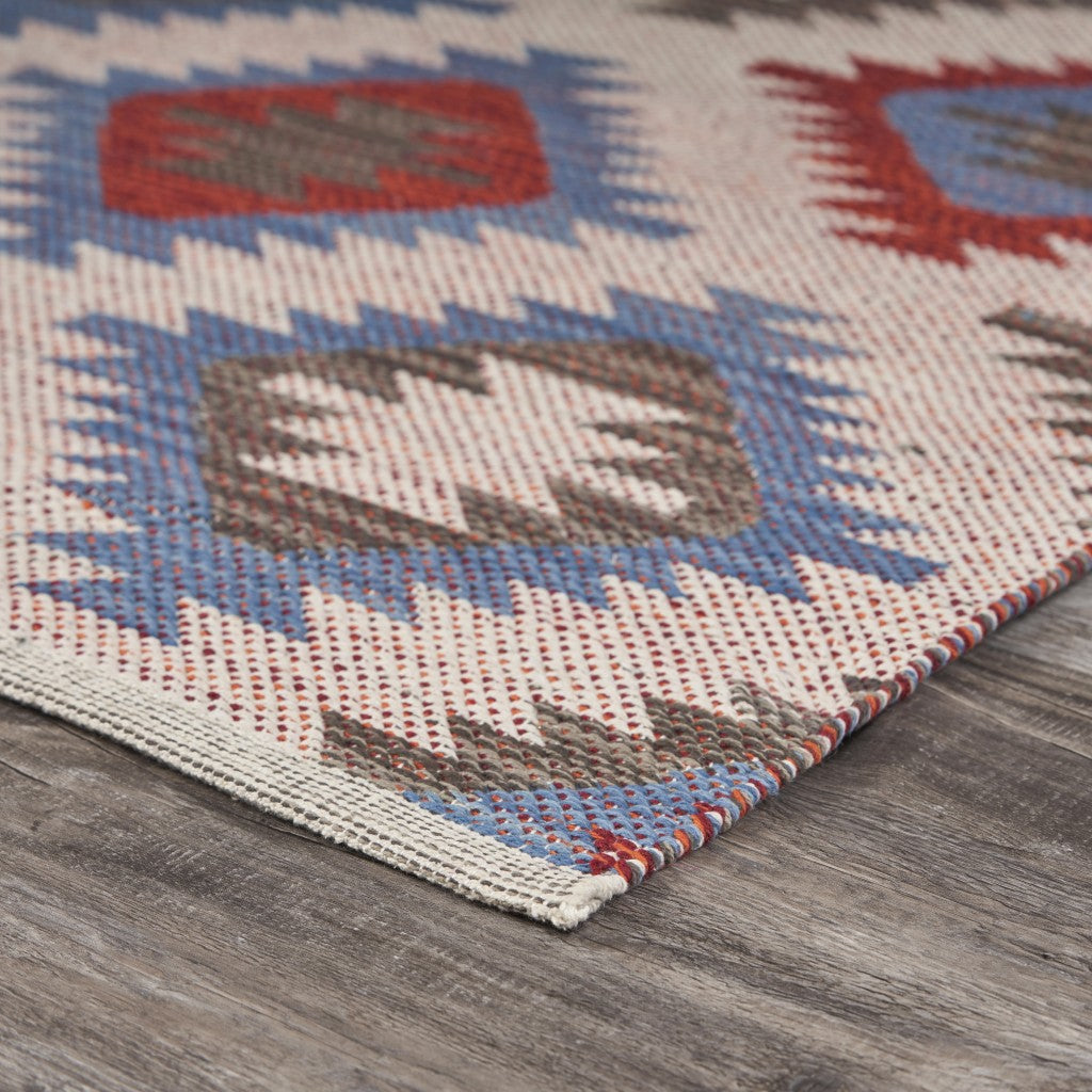 3' x 5' Red and Blue Geometric Diamonds Area Rug