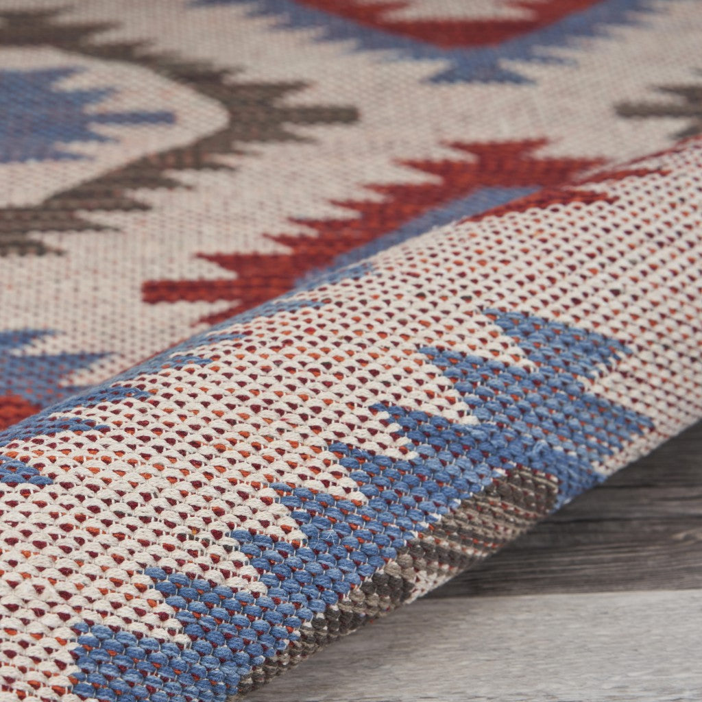 3' x 5' Red and Blue Geometric Diamonds Area Rug