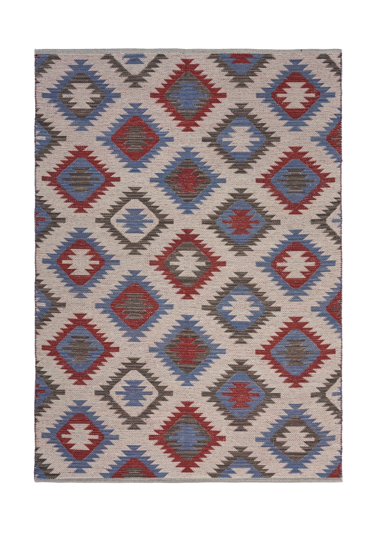 3' x 4' Red and Blue Geometric Diamonds Area Rug