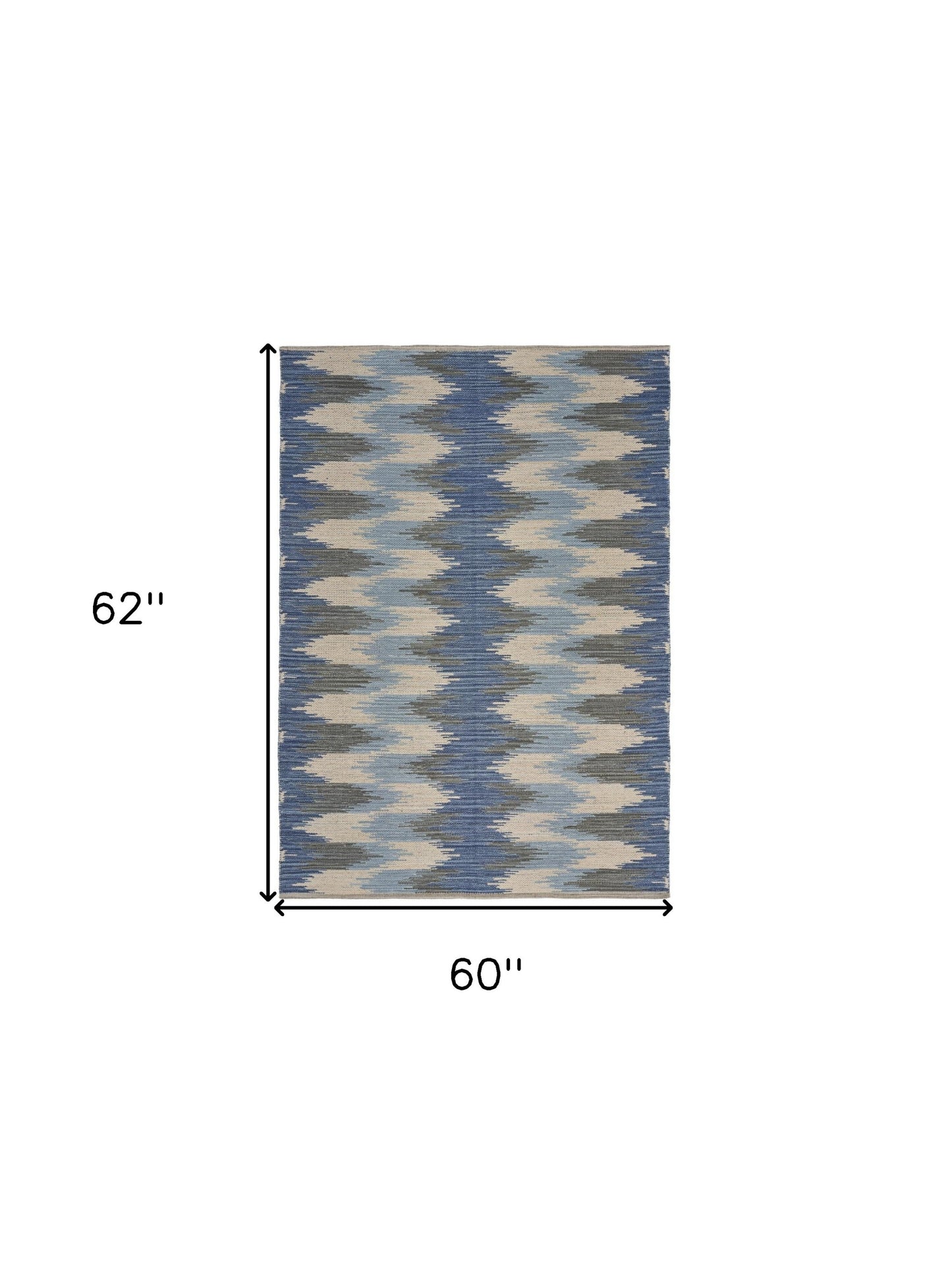 3' x 4' Blue and Cream Ikat Pattern Area Rug