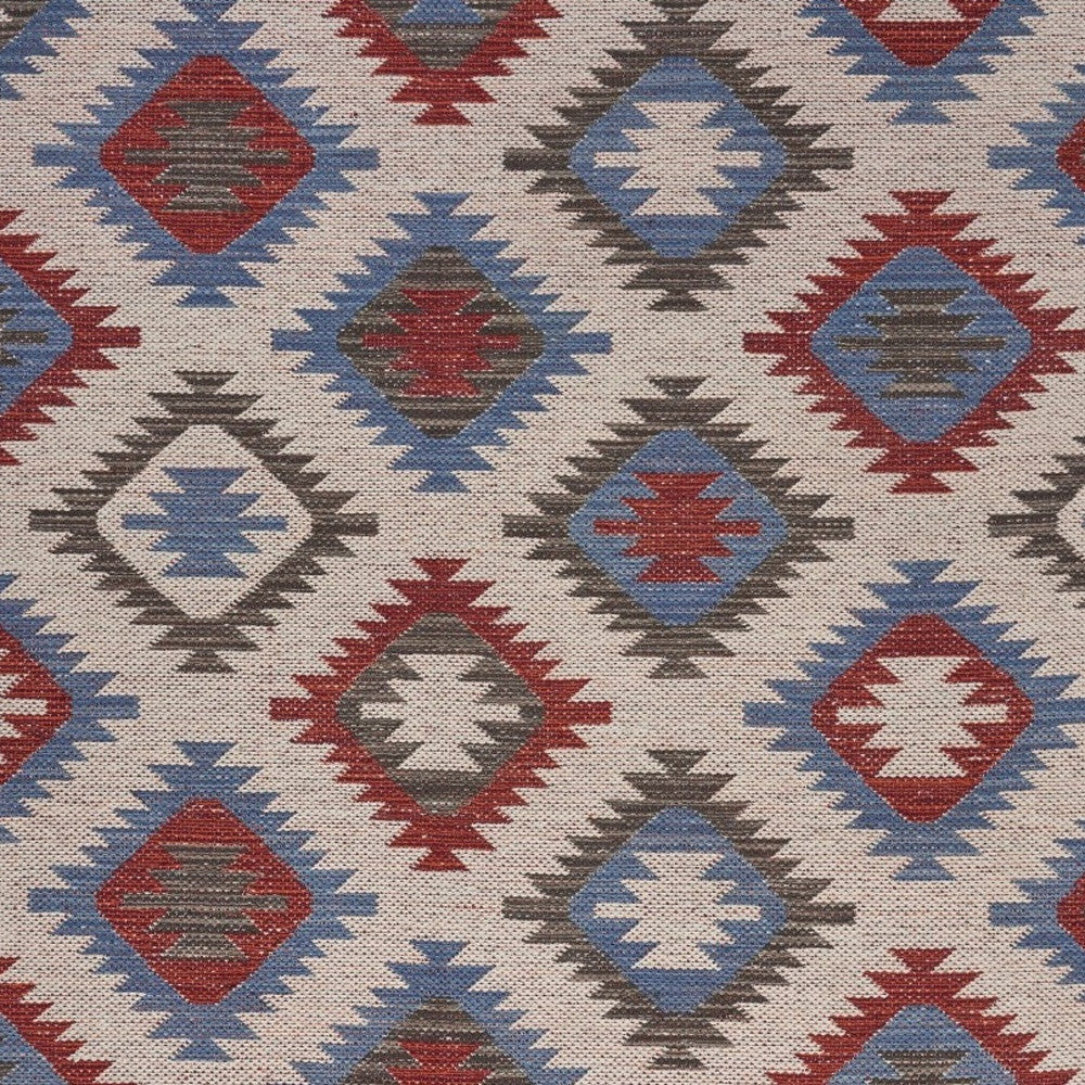 3' x 5' Red and Blue Geometric Diamonds Area Rug