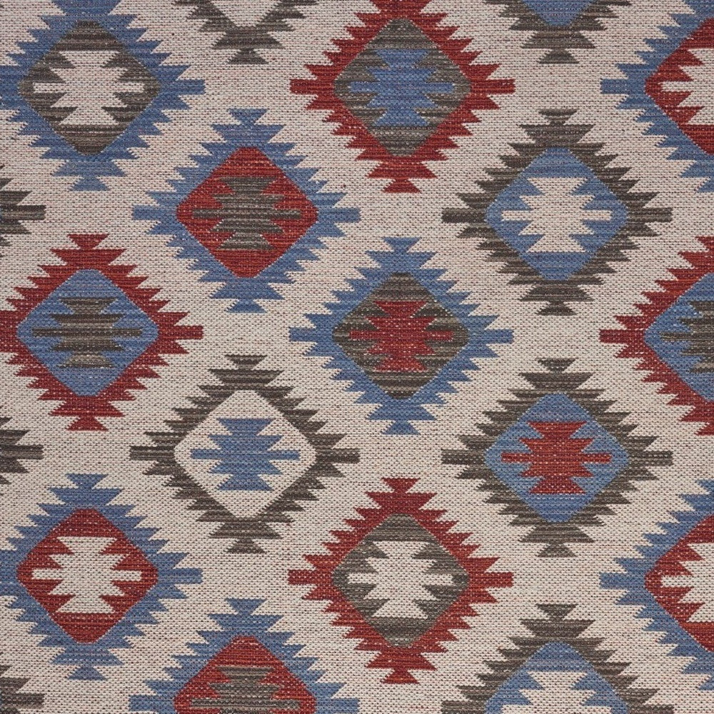 3' x 5' Red and Blue Geometric Diamonds Area Rug