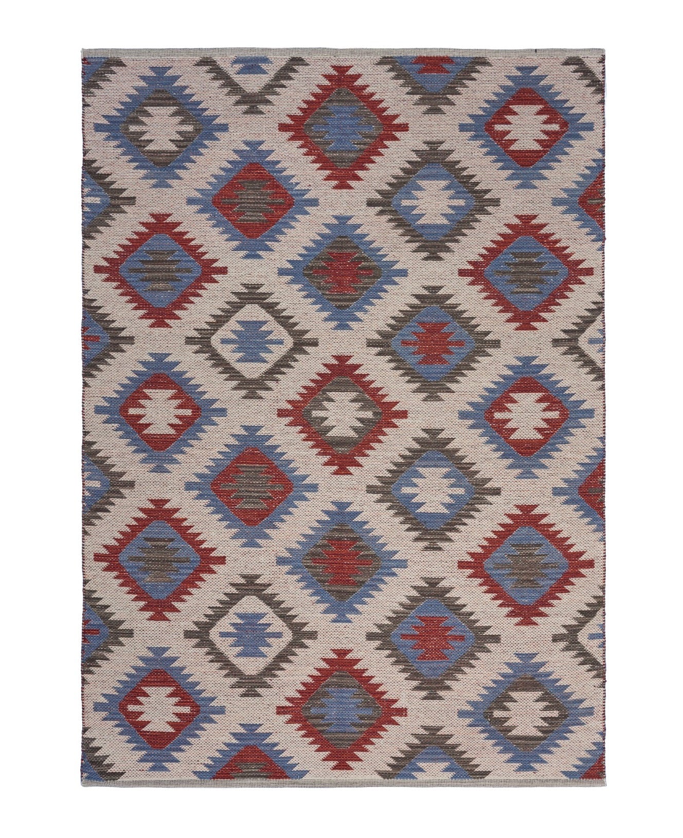 3' x 4' Red and Blue Geometric Diamonds Area Rug