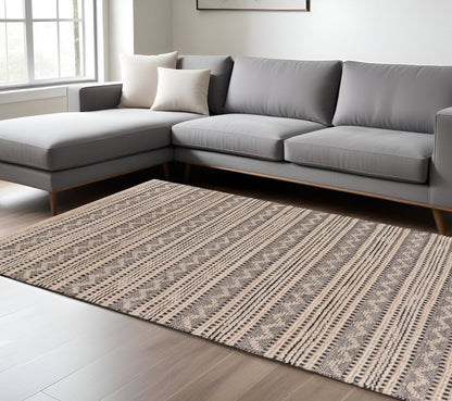 8' X 10' Black and Blush Chevron Stripe Area Rug