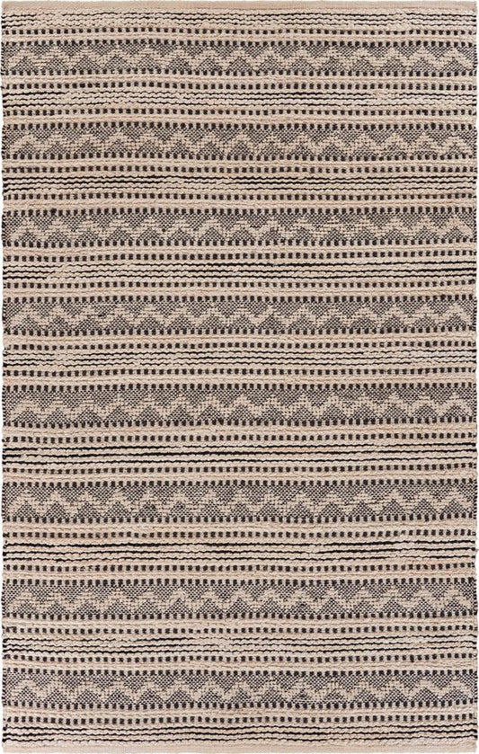 8' X 10' Black and Blush Chevron Stripe Area Rug