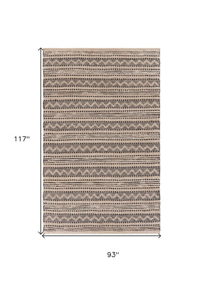 8' X 10' Black and Blush Chevron Stripe Area Rug