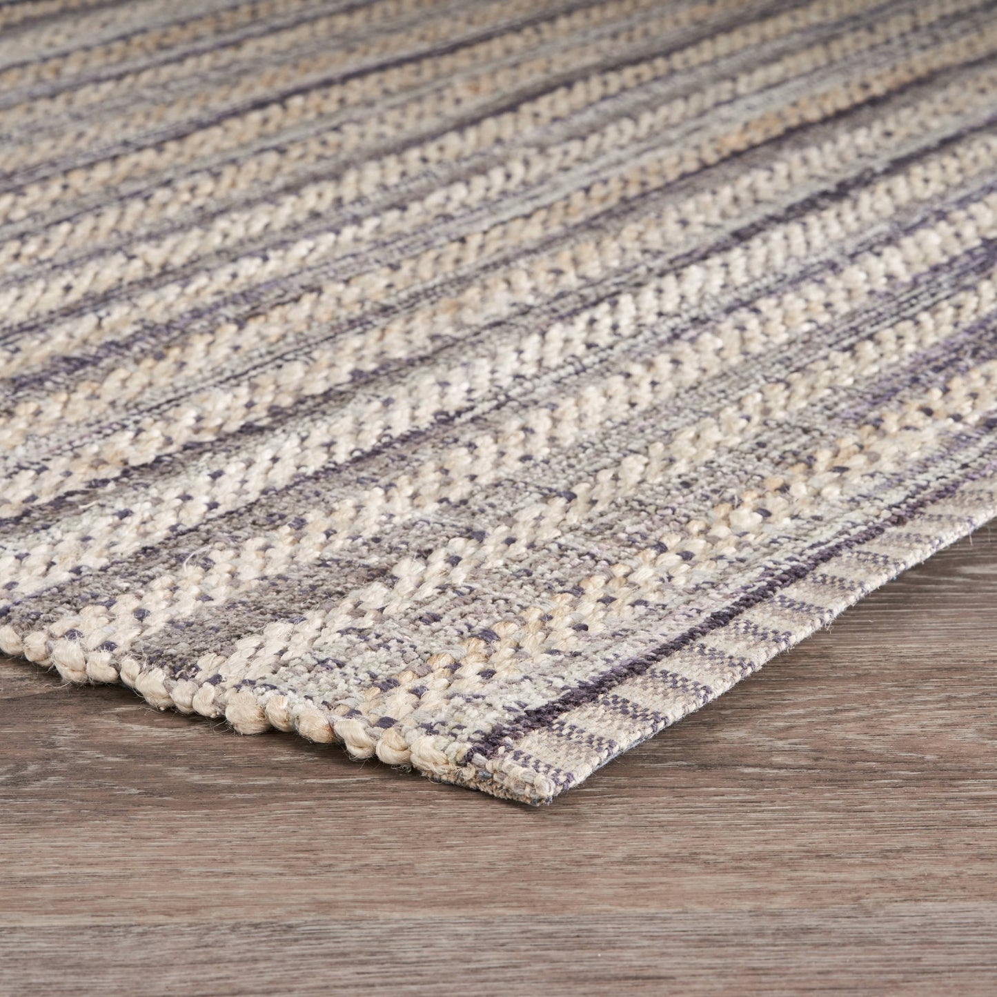 8' X 10' Brown and Gray Striped Area Rug