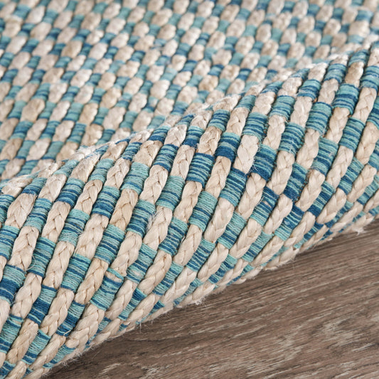 9' X 12' Blue and Beige Toned Area Rug