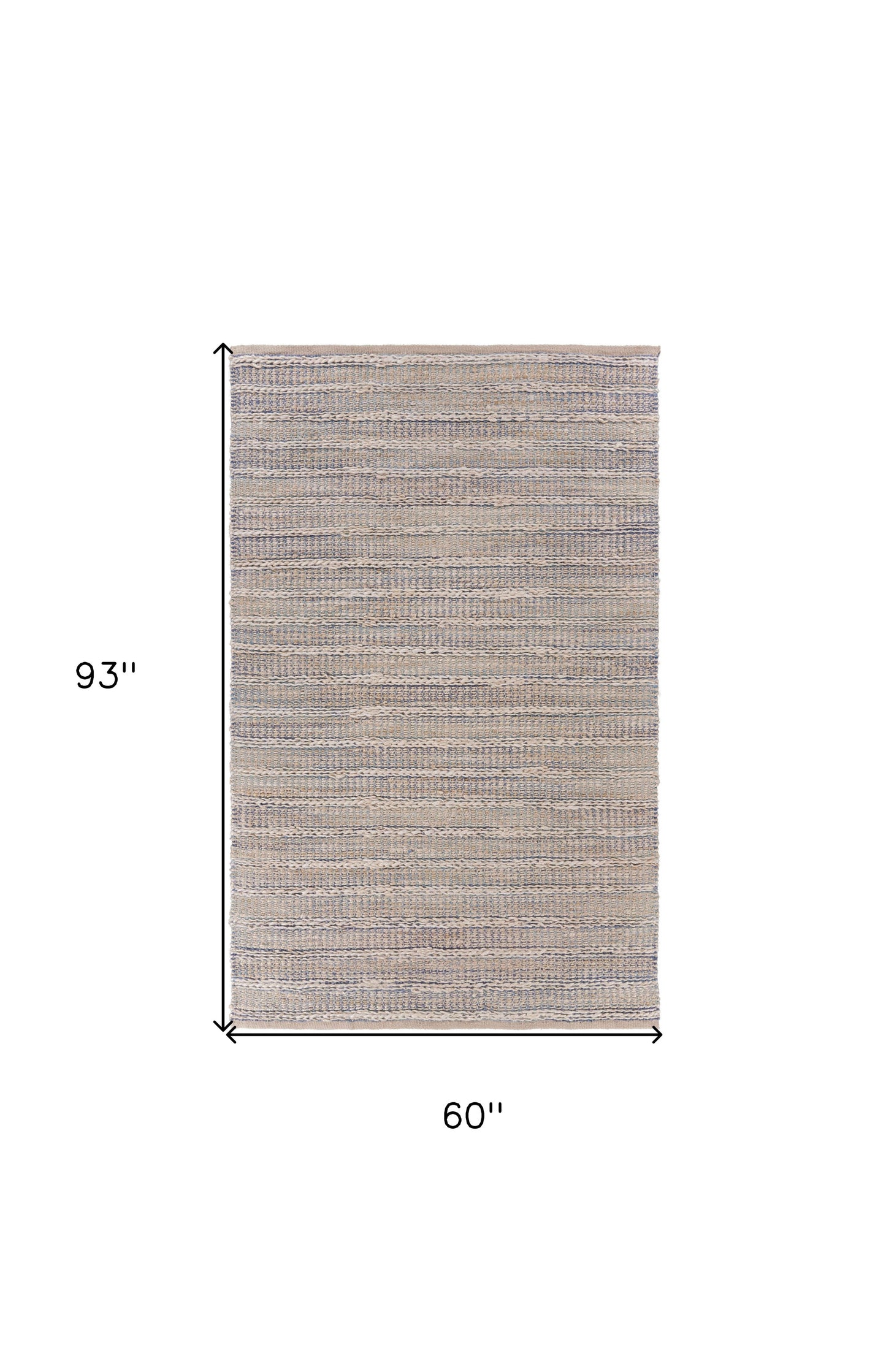 8' X 10' Blue and Cream Braided Jute Area Rug