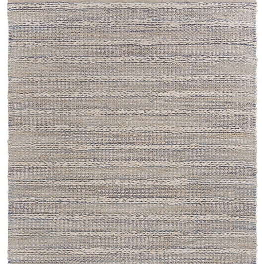 8' X 10' Blue and Cream Braided Jute Area Rug