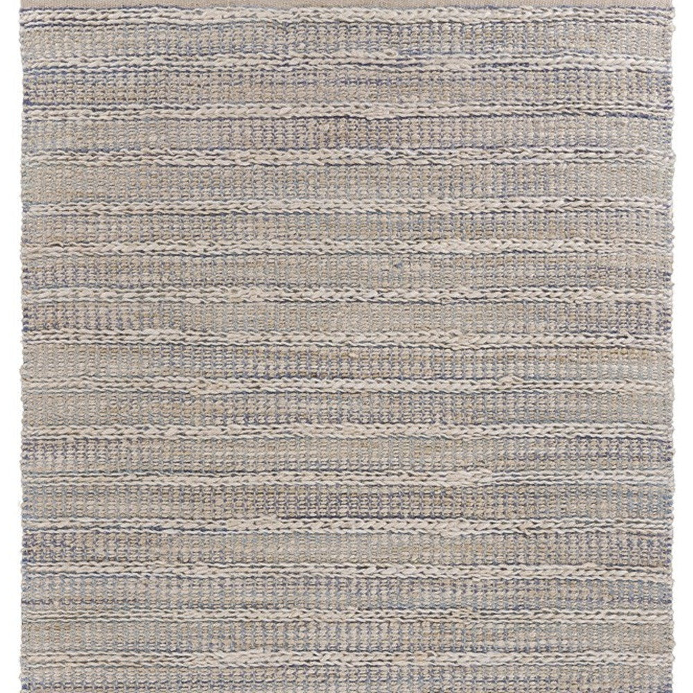 8' X 10' Blue and Cream Braided Jute Area Rug