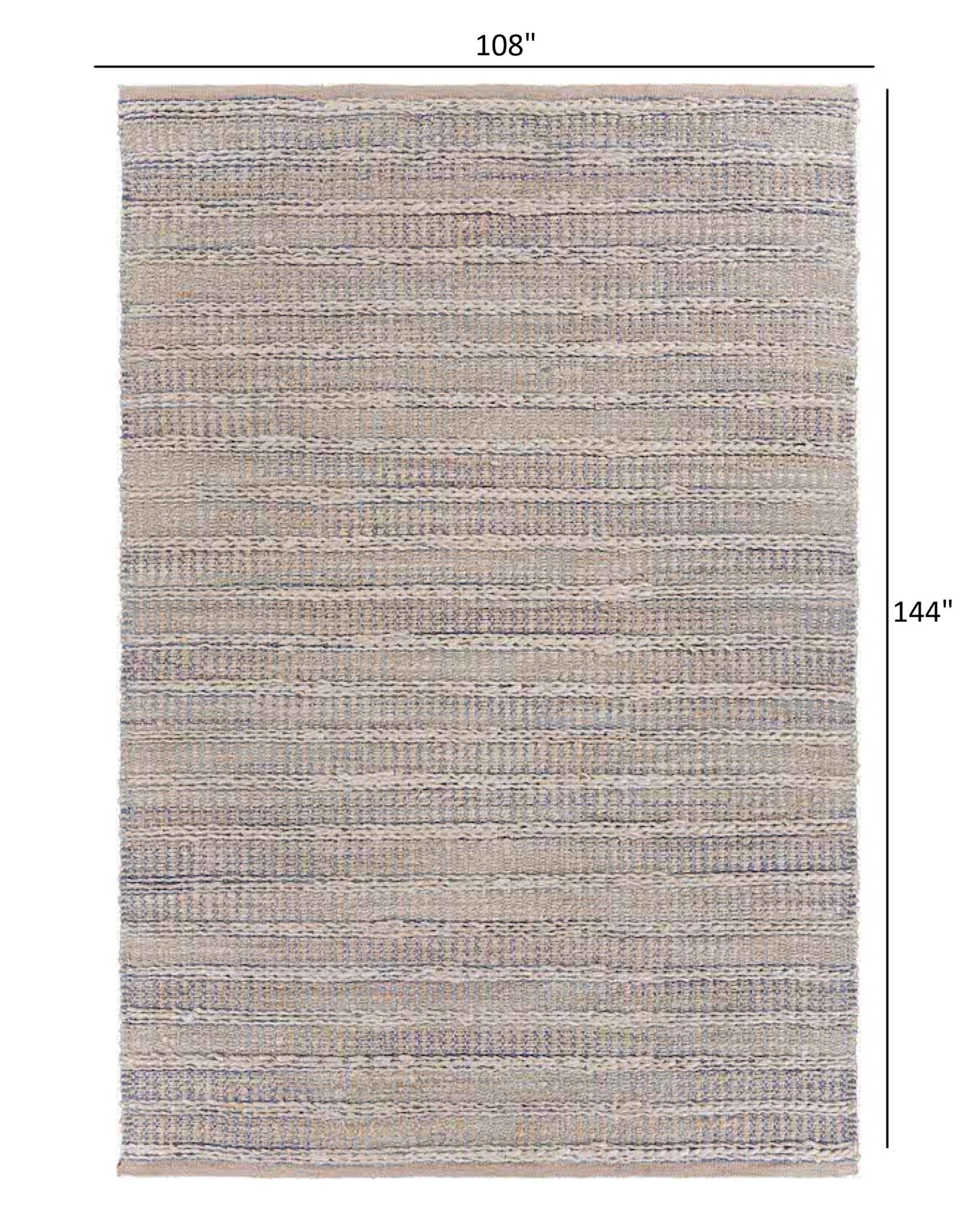 8' X 10' Blue and Cream Braided Jute Area Rug