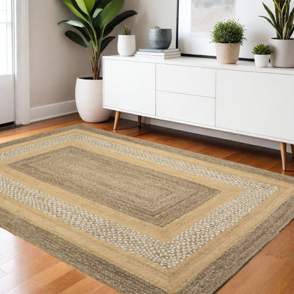 8' X 10' Tan Hand Braided Area Rug