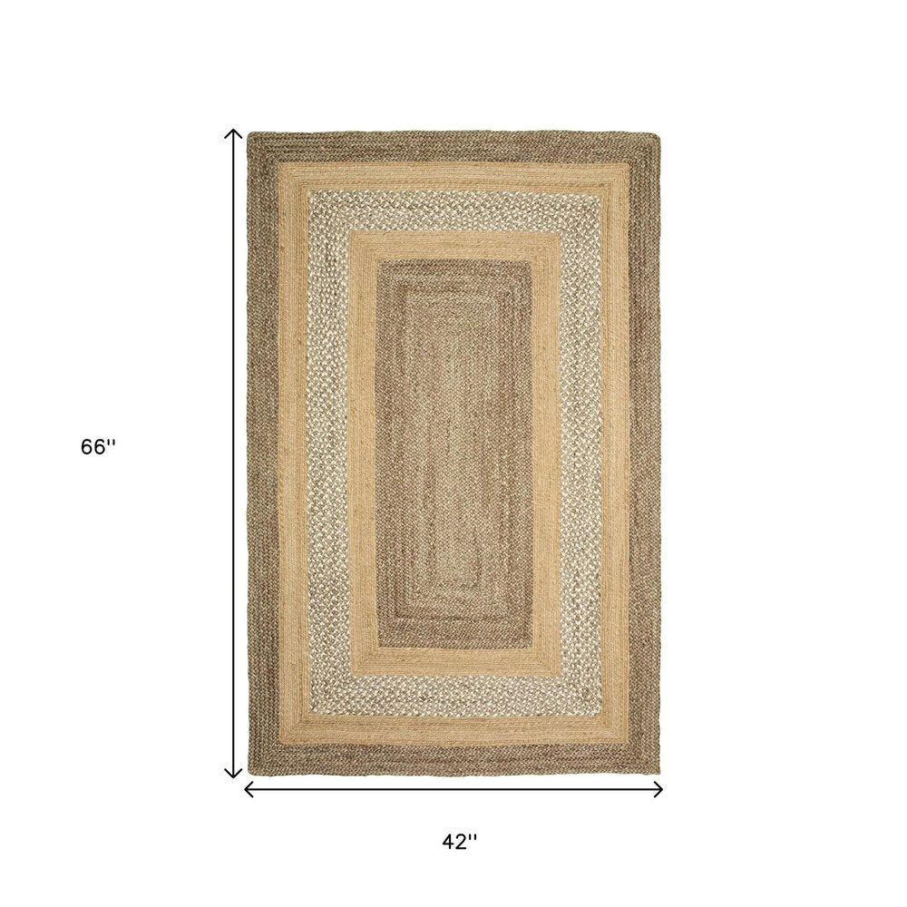 8' X 10' Tan Hand Braided Area Rug