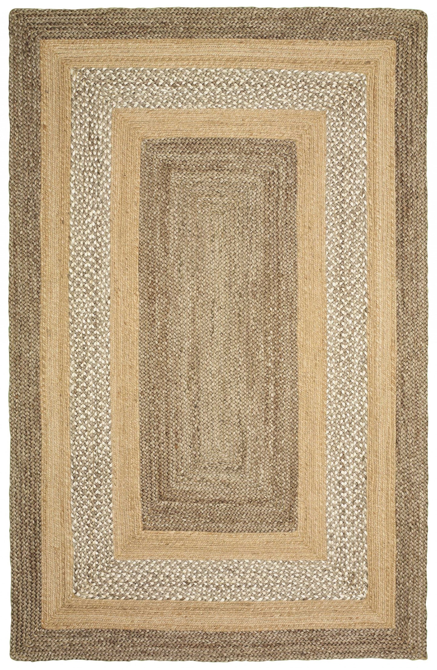 5' X 8' Tan Hand Braided Area Rug