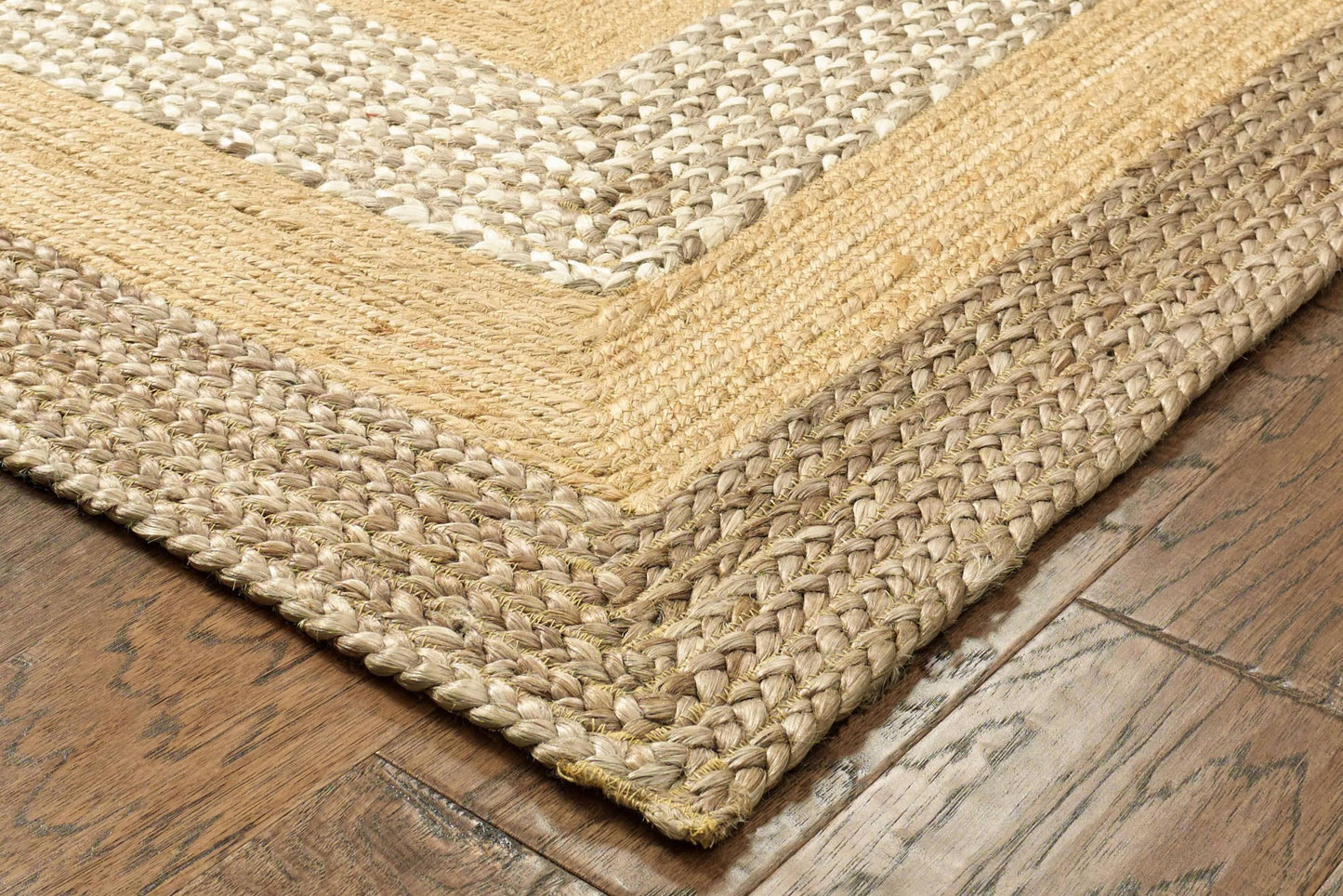 8' X 10' Tan Hand Braided Area Rug