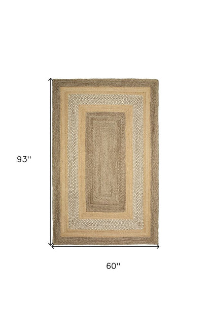 8' X 10' Tan Hand Braided Area Rug