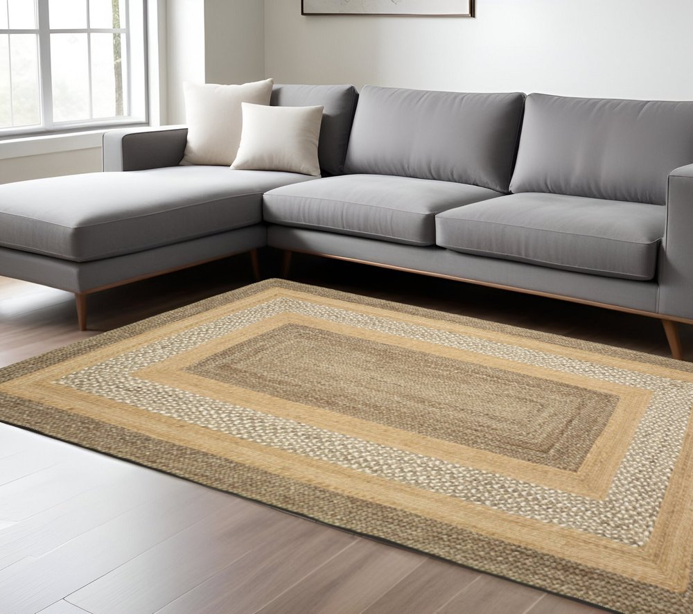8' X 10' Tan Hand Braided Area Rug