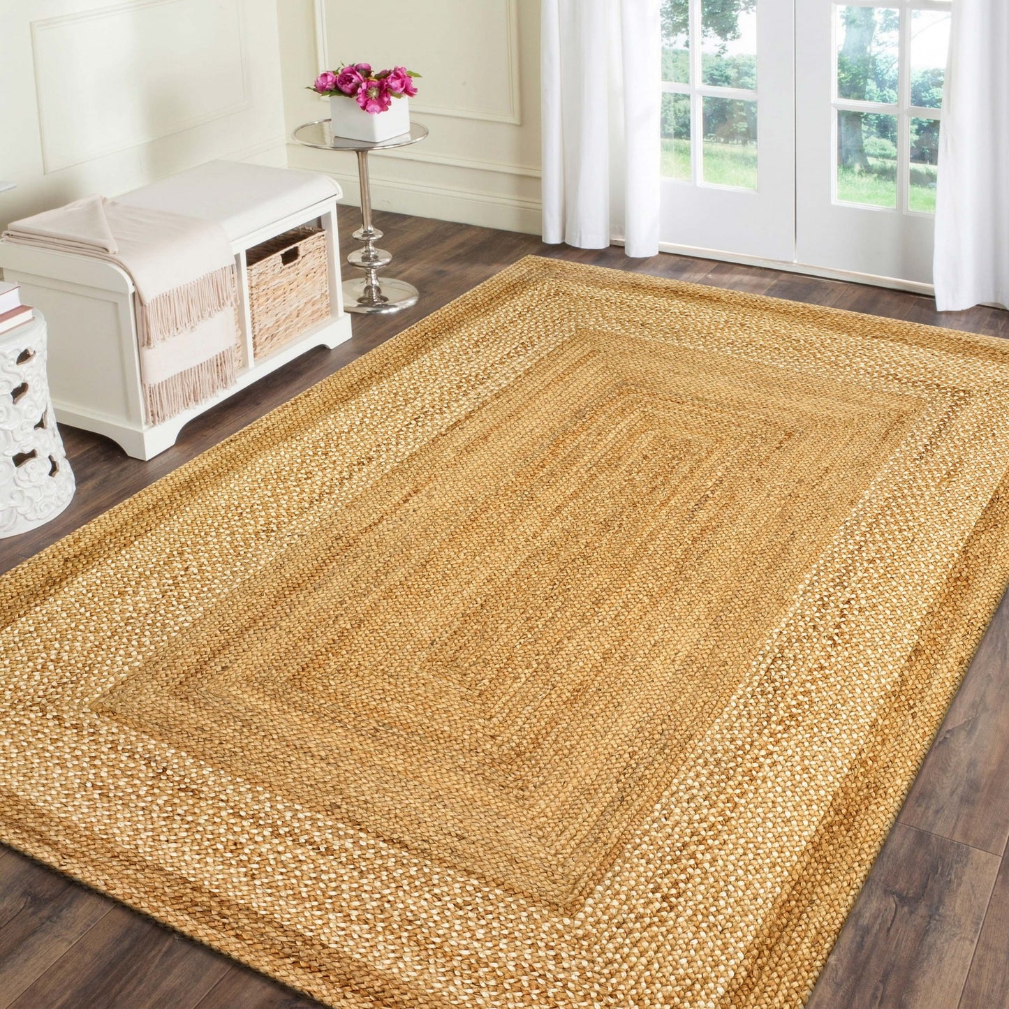 5' X 8' Classic Tan Bordered Area Rug