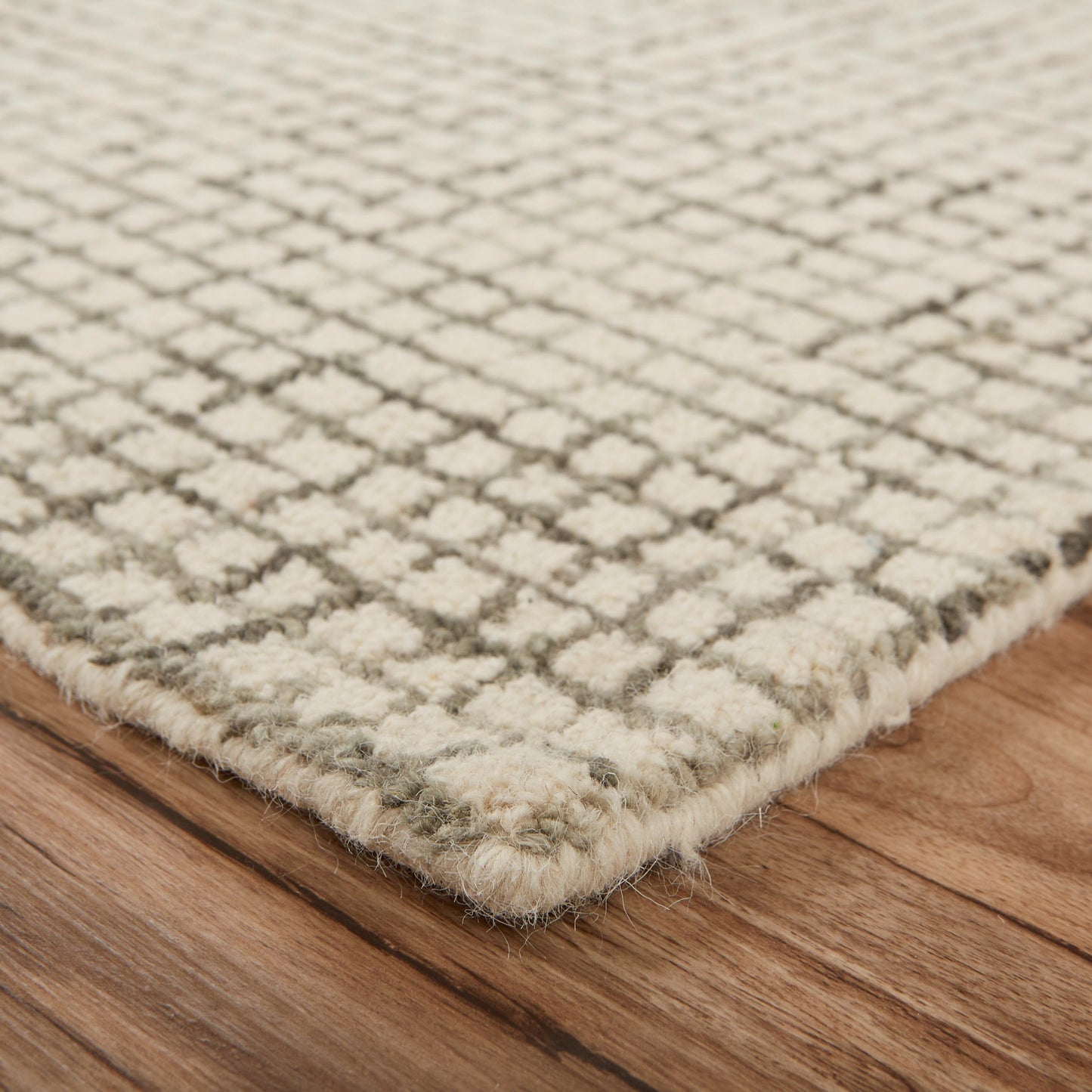 9’ x 12’ Tan and Ivory Grid Area Rug