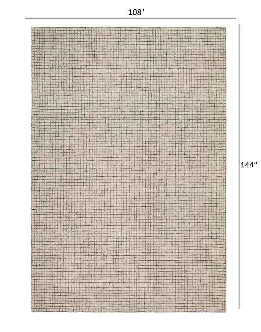 9' X 12' Tan and Ivory Grid Area Rug