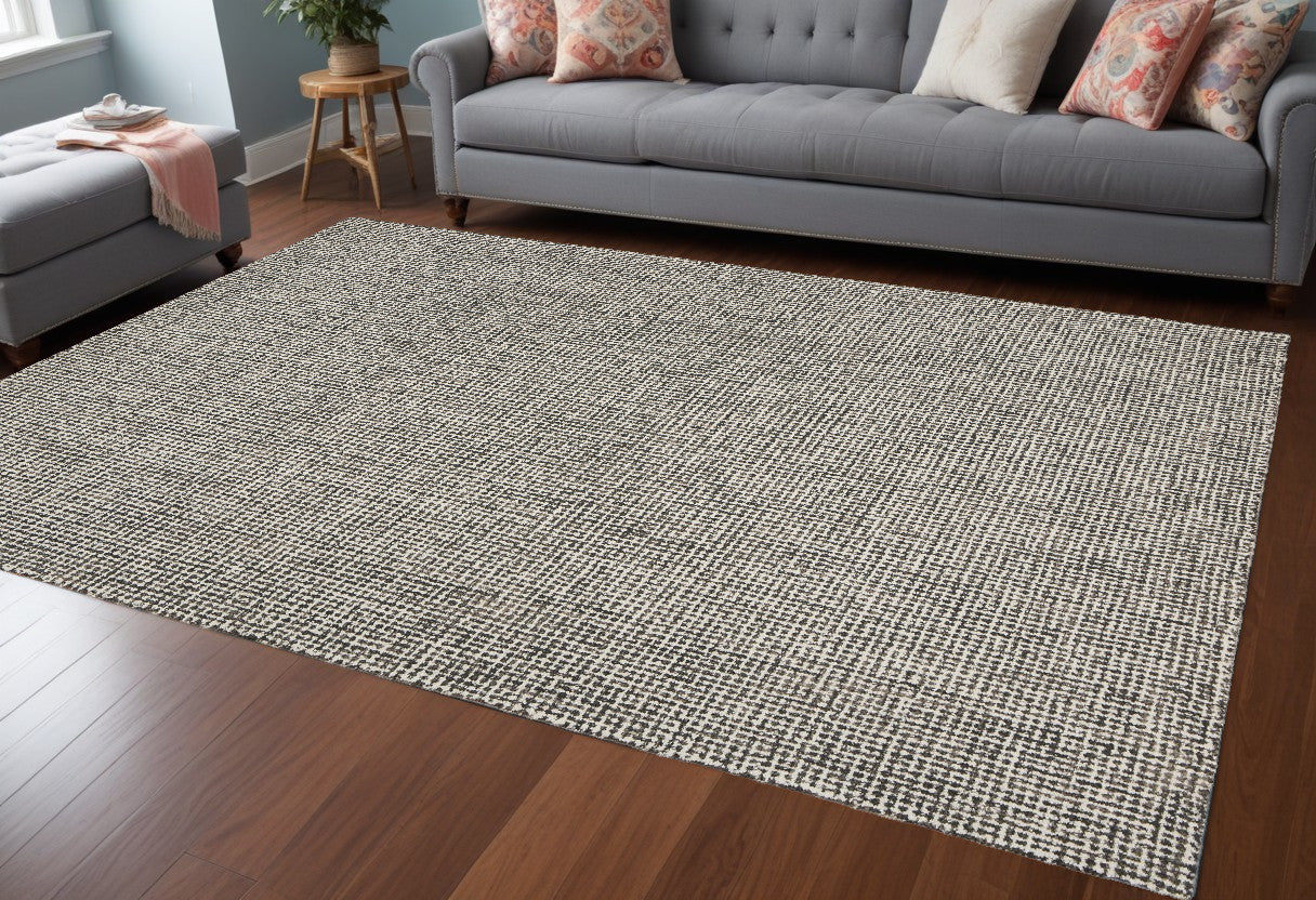 5' X 8' Gray Wool Handmade Area Rug