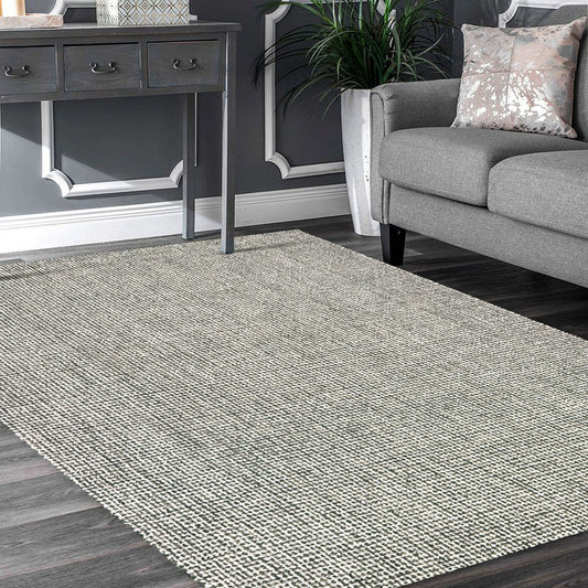 8' X 10' Gray Wool Handmade Area Rug