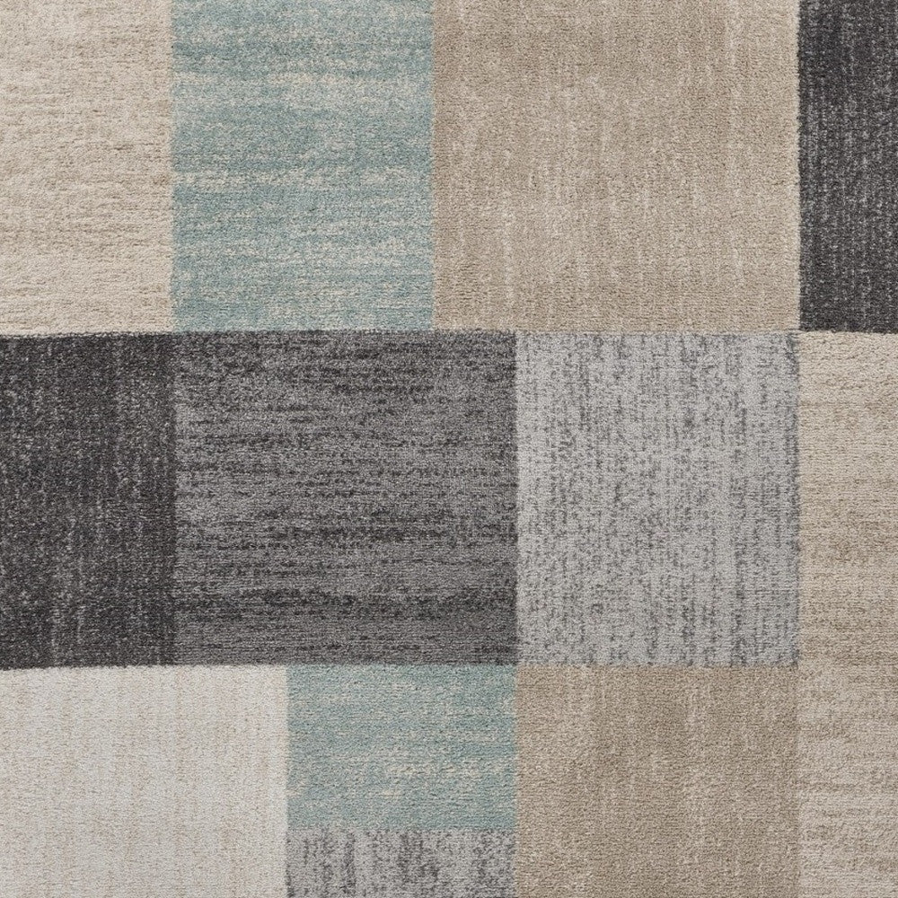 5' X 7' Beige and Black Modern Blocks Area Rug