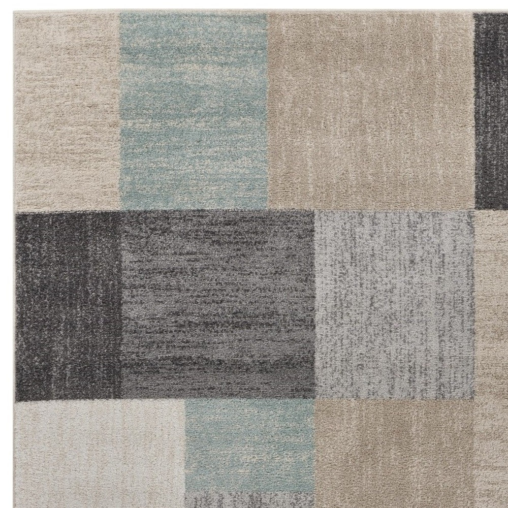 5' X 7' Beige and Black Modern Blocks Area Rug