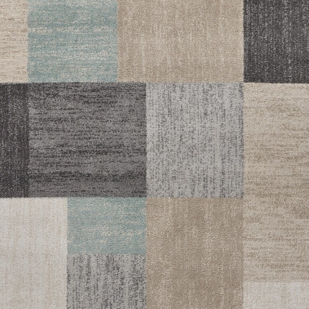 5' X 7' Beige and Black Modern Blocks Area Rug