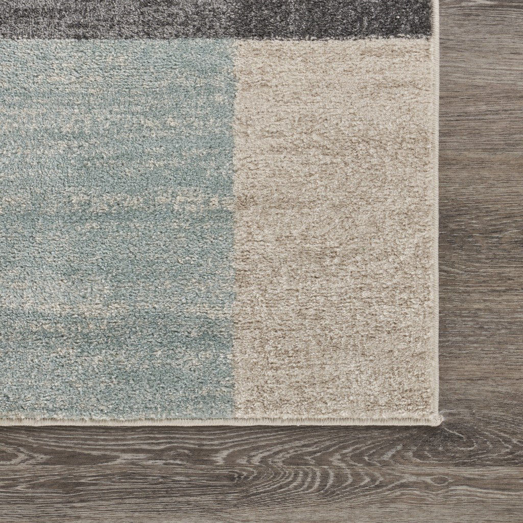 5' X 7' Beige and Black Modern Blocks Area Rug