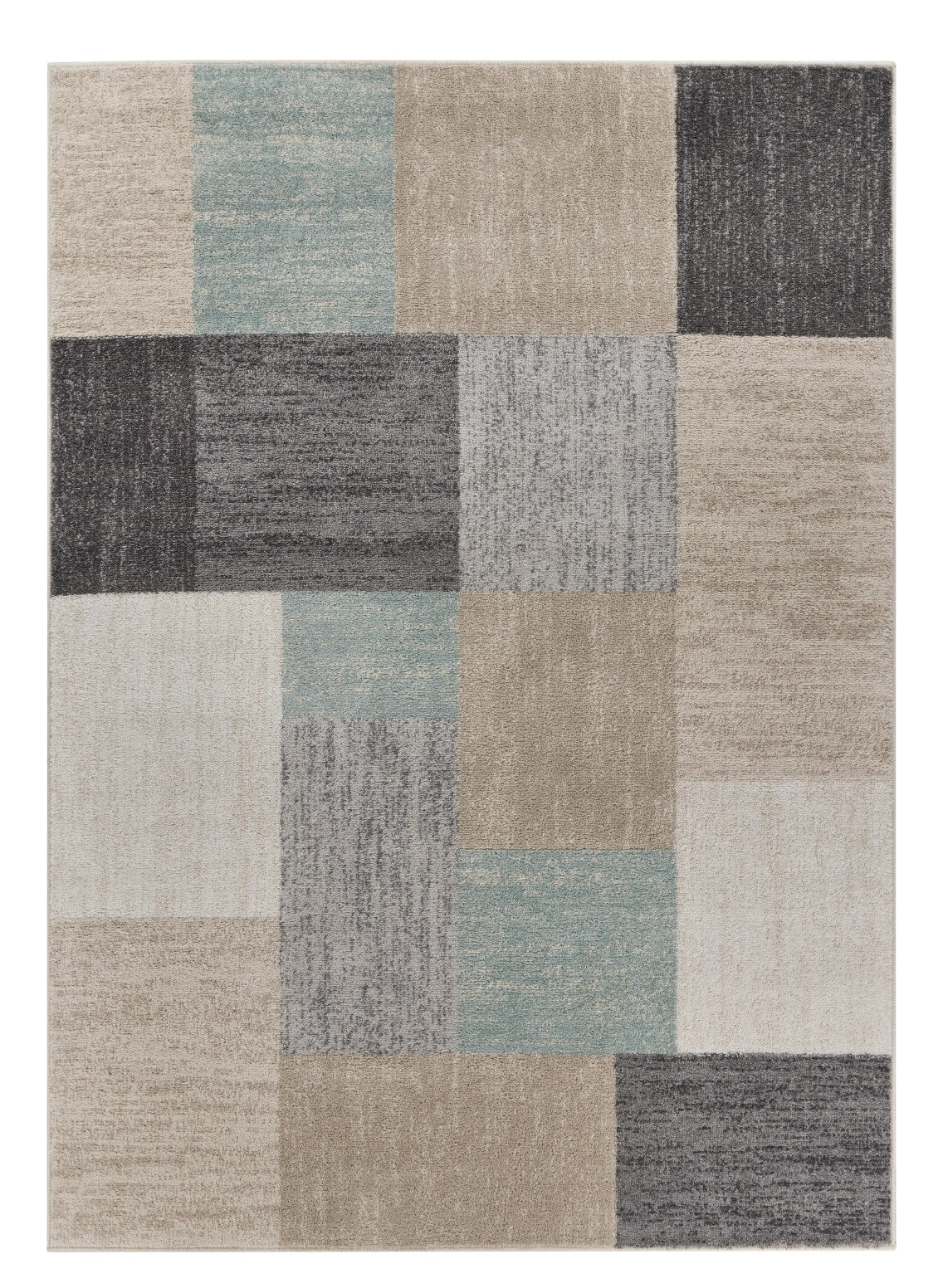 5' X 7' Beige and Black Modern Blocks Area Rug