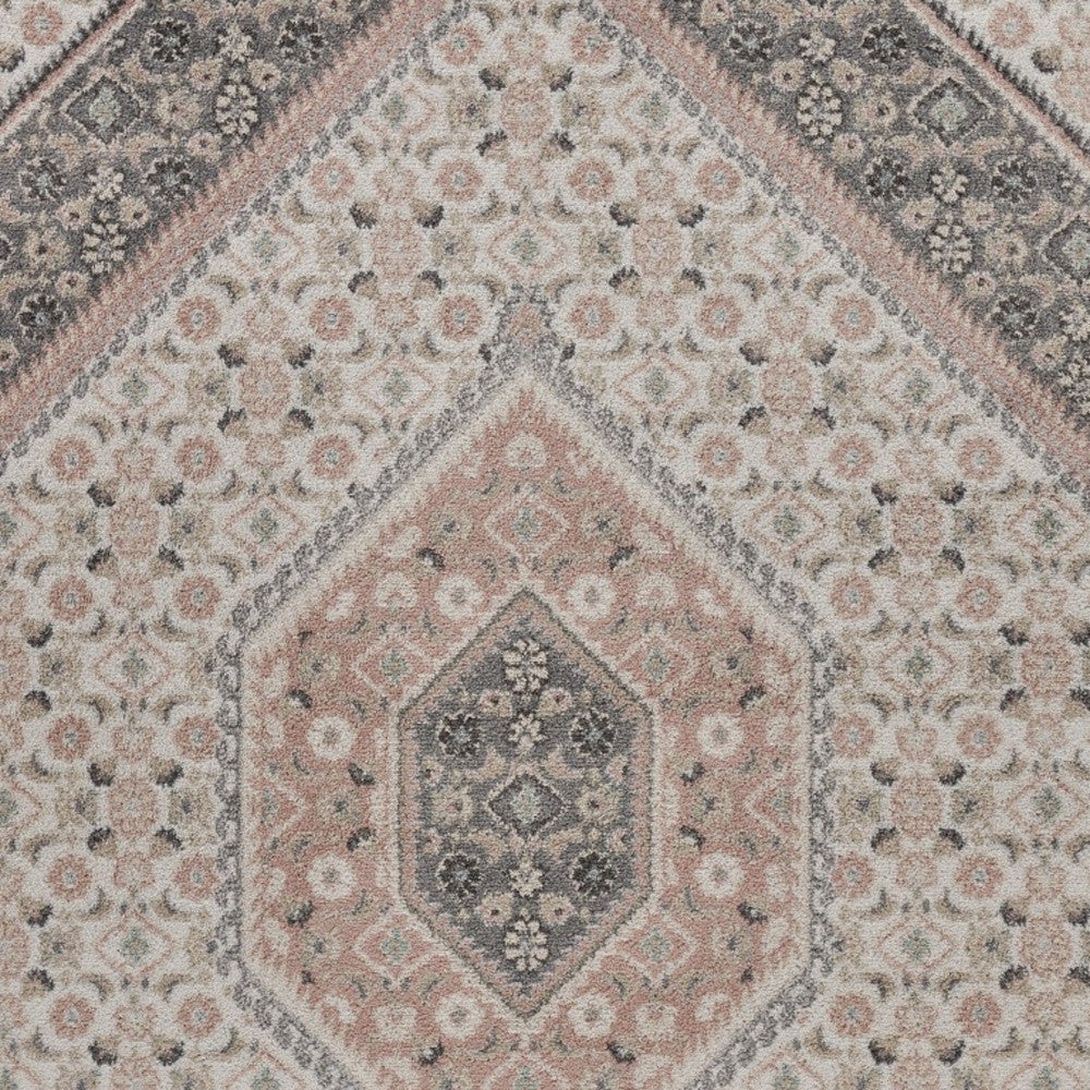 5' X 7' Gray and Blush Traditional Area Rug