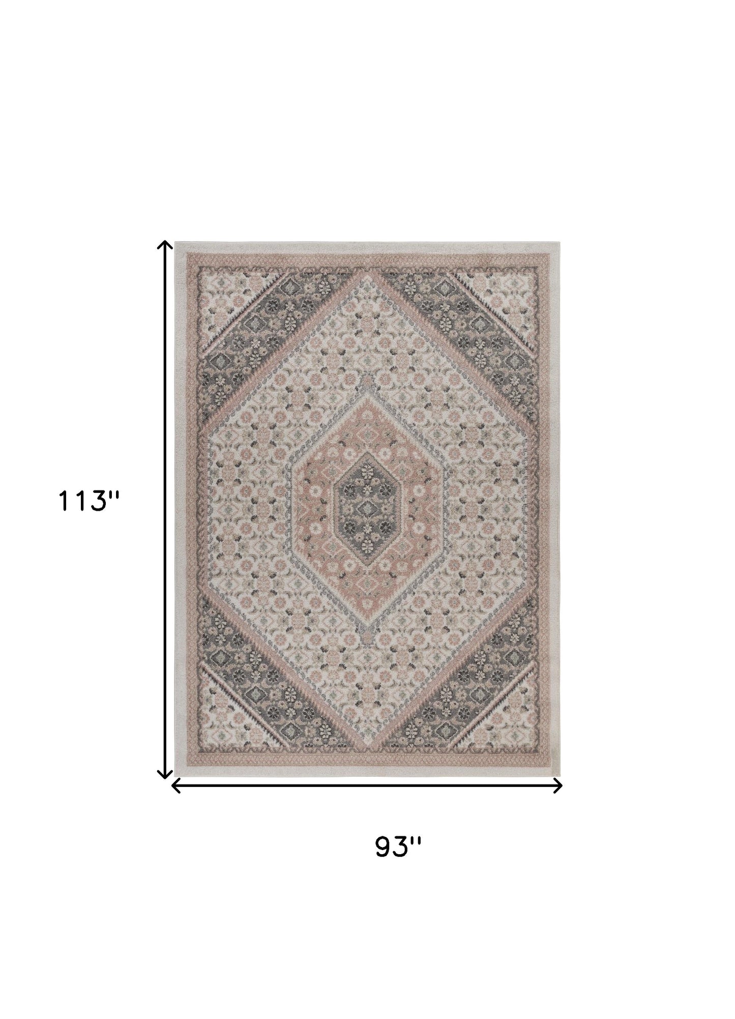 5' X 7' Gray and Blush Traditional Area Rug