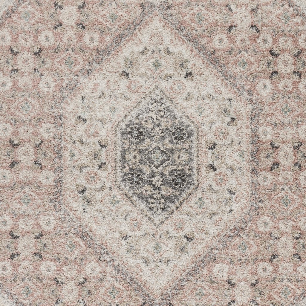 5' X 7' Gray and Soft Pink Traditional Area Rug