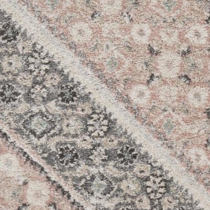 8' X 10' Gray and Soft Pink Traditional Area Rug
