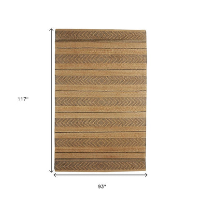 8' X 10' Tan and Gray Bohemian Striped Area Rug