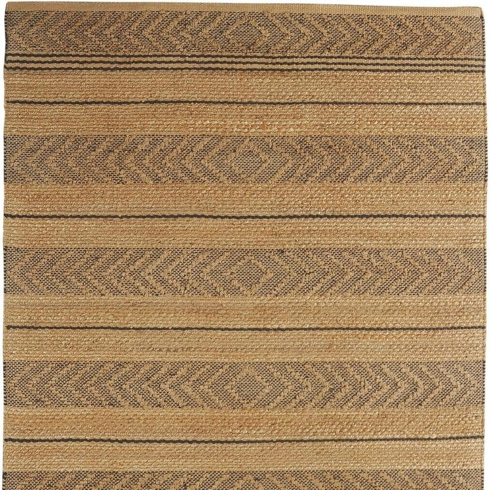 8' X 10' Tan and Gray Bohemian Striped Area Rug