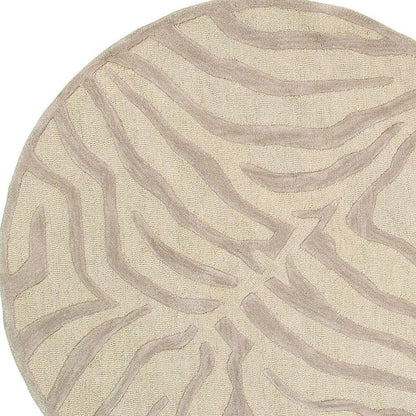 3' Round Taupe Zebra Pattern Area Rug