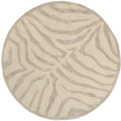 3' Round Taupe Zebra Pattern Area Rug