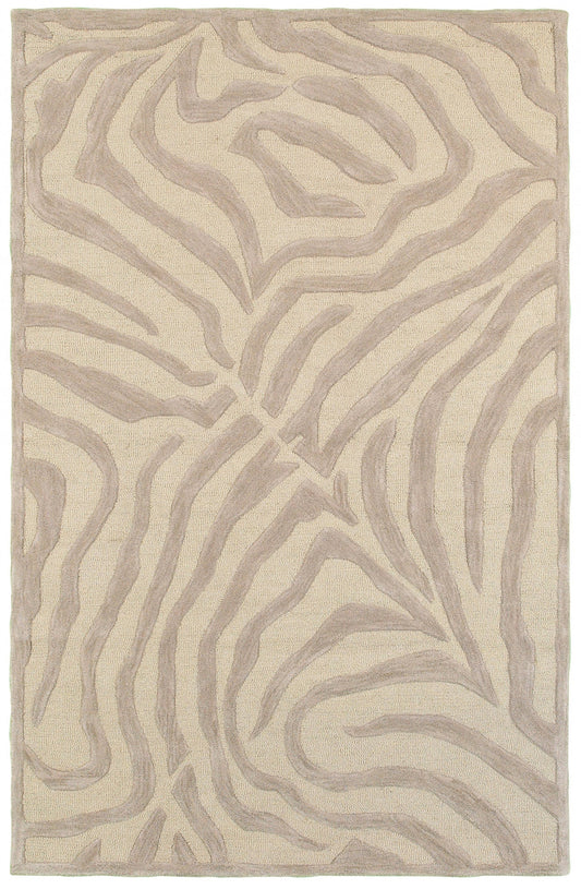 3’ Round Taupe Zebra Pattern Area Rug