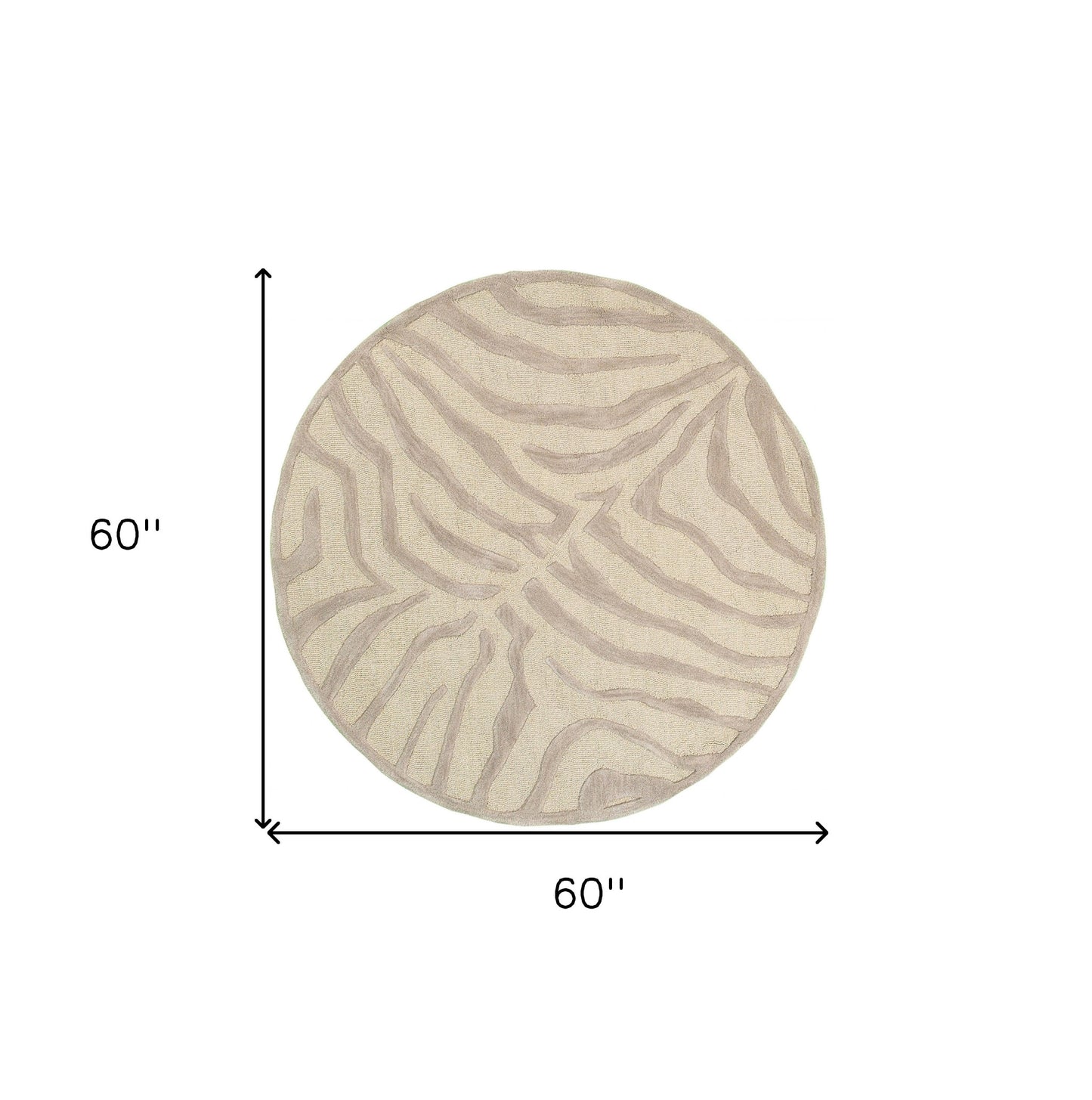 3' Round Taupe Zebra Pattern Area Rug