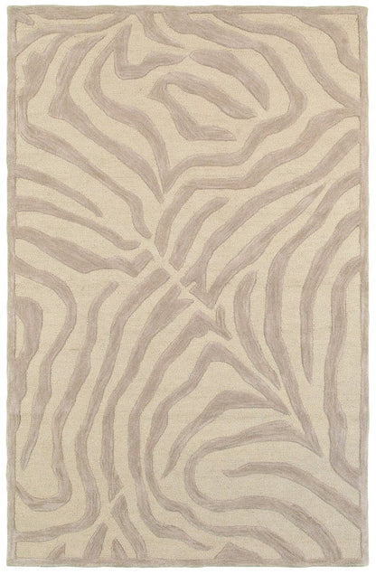 3' Round Taupe Zebra Pattern Area Rug